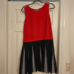 Tommy X Zooey Deschanel Red and Navy Sleeveless Dress